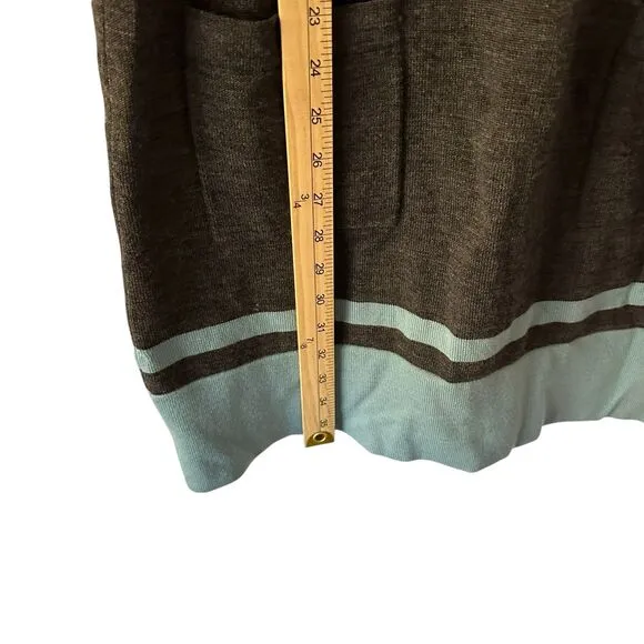 Boden Grey and Blue Wool Scoop Neck 3/4 Sleeve Midi Sweater Dress Size 12R
