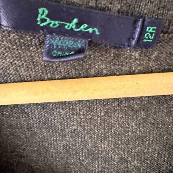 Boden Grey and Blue Wool Scoop Neck 3/4 Sleeve Midi Sweater Dress Size 12R