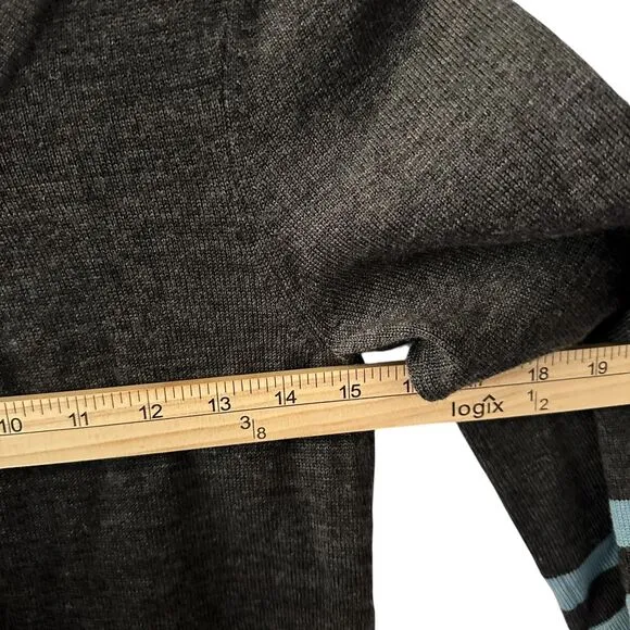 Boden Grey and Blue Wool Scoop Neck 3/4 Sleeve Midi Sweater Dress Size 12R