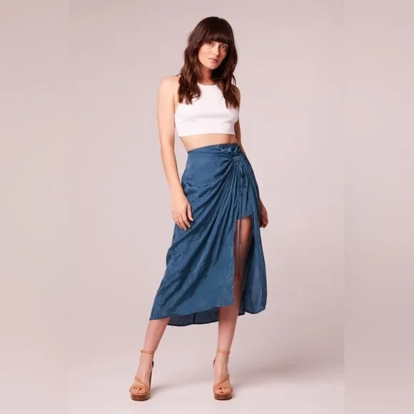BOG Band of the Free CELENE DEEP TEAL LAYERED MIDI SKIRT NWT