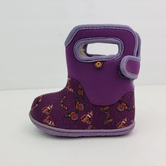 Bogs Butterfly Toddler Girls Size 5 Purple Pull On Waterproof Insulated Boots