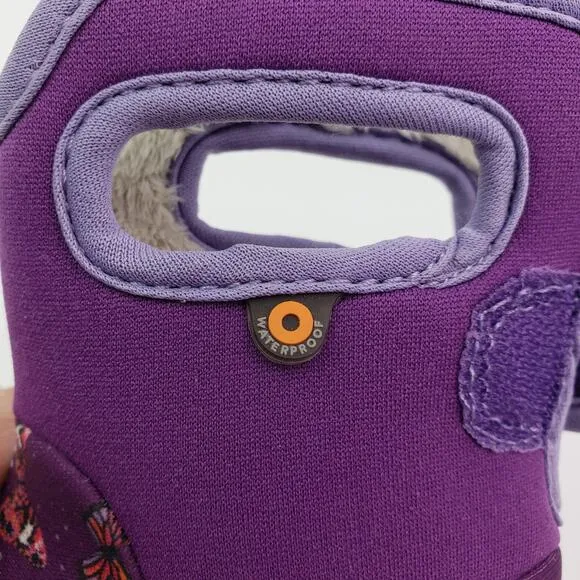 Bogs Butterfly Toddler Girls Size 5 Purple Pull On Waterproof Insulated Boots