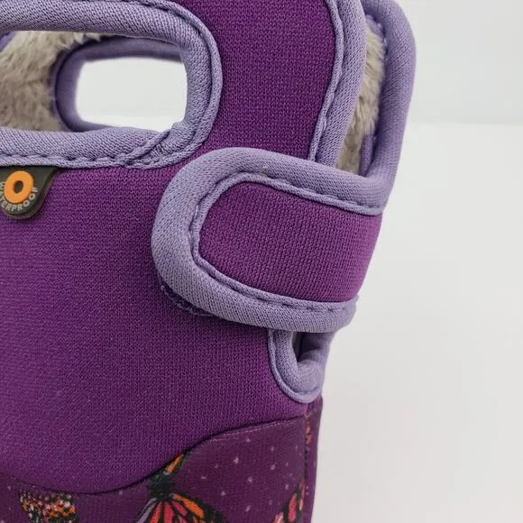 Bogs Butterfly Toddler Girls Size 5 Purple Pull On Waterproof Insulated Boots
