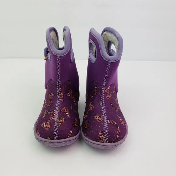 Bogs Butterfly Toddler Girls Size 5 Purple Pull On Waterproof Insulated Boots
