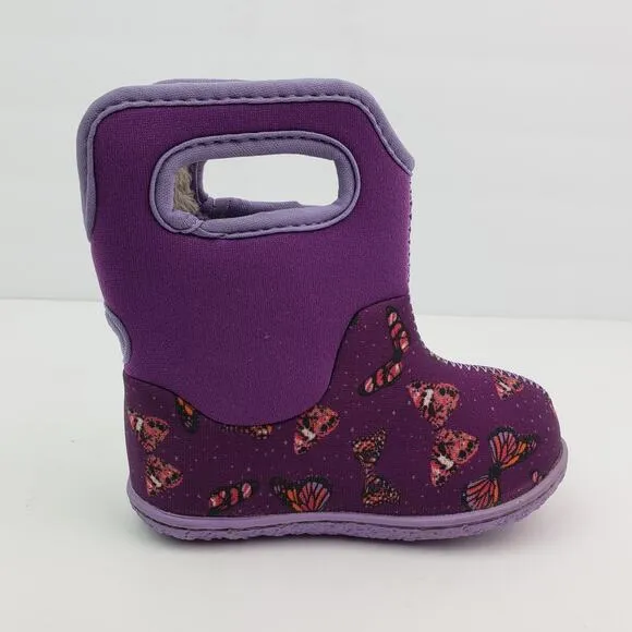 Bogs Butterfly Toddler Girls Size 5 Purple Pull On Waterproof Insulated Boots