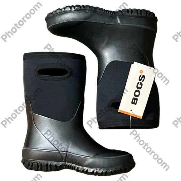 BOGS Grasp Solid Kids' Girls' Boys' Insulated Rain Boots Black 13 NEW