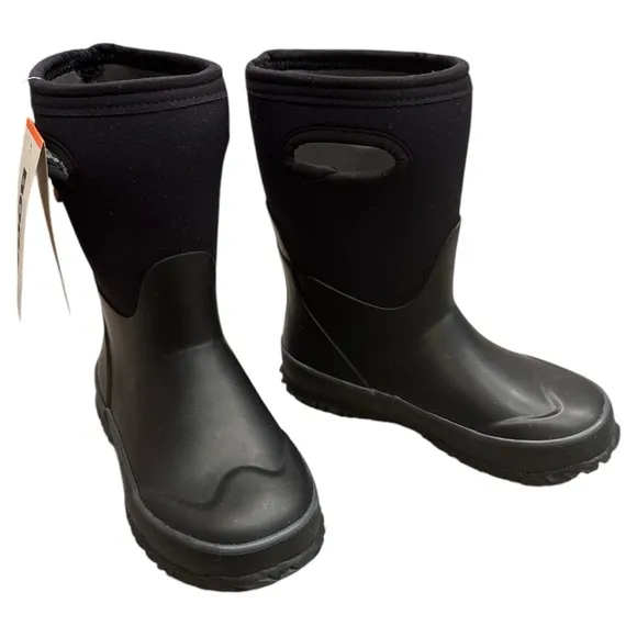 BOGS Grasp Solid Kids' Girls' Boys' Insulated Rain Boots Black 13 NEW