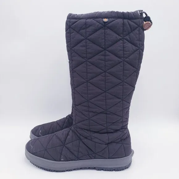 Bogs Women’s 11 Snowday Tall Black Quilted Insulated Waterproof Winter Boots