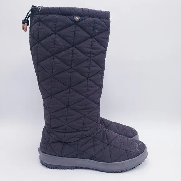 Bogs Women’s 11 Snowday Tall Black Quilted Insulated Waterproof Winter Boots