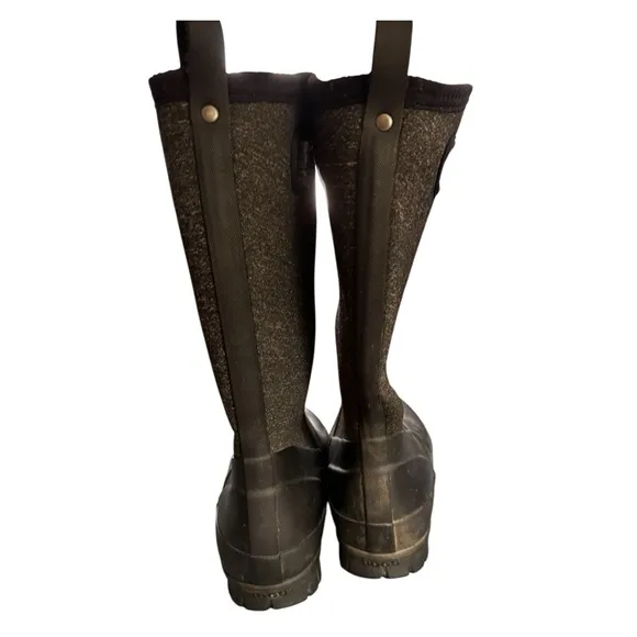 Bogs Women's Crandall Tall Boots Size 7 Gray &amp; Black Insulated Rain Snow