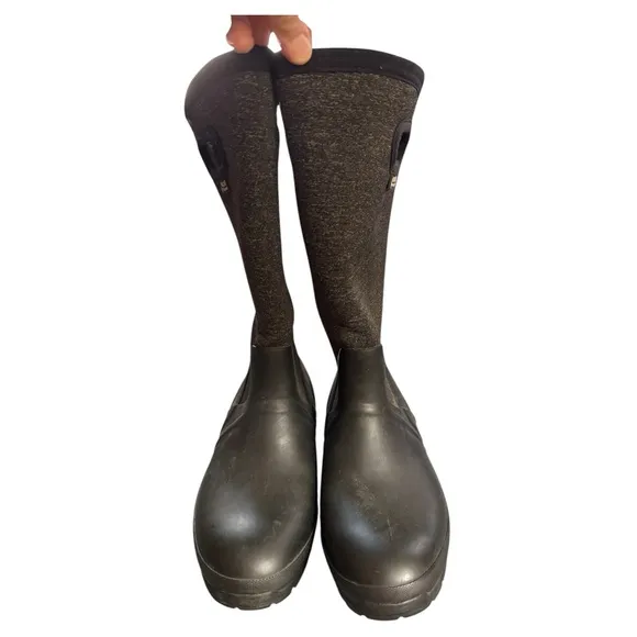 Bogs Women's Crandall Tall Boots Size 7 Gray &amp; Black Insulated Rain Snow