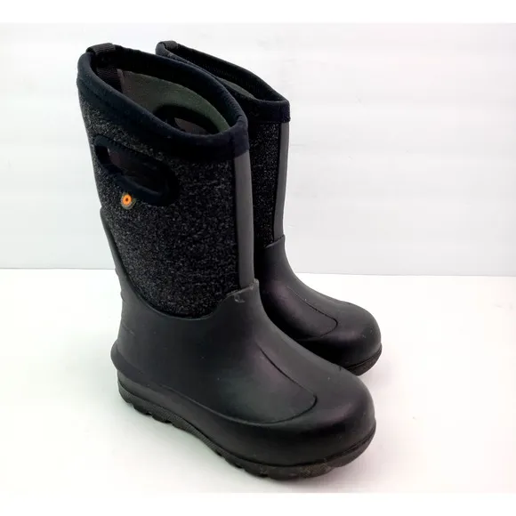 Bogs York Solid Insulated Kids Size 10 Black Neo Classic Waterproof Pull On Boot