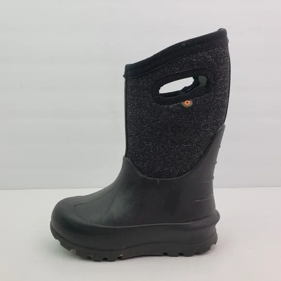 Bogs York Solid Insulated Kids Size 10 Black Neo Classic Waterproof Pull On Boot