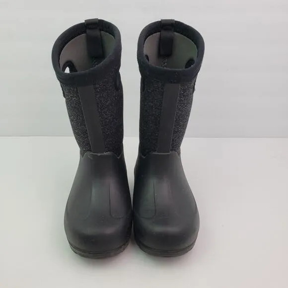 Bogs York Solid Insulated Kids Size 10 Black Neo Classic Waterproof Pull On Boot