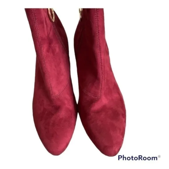 Bootie Boots Topshop Women vibrant Suede RED Size 37 or 6.5