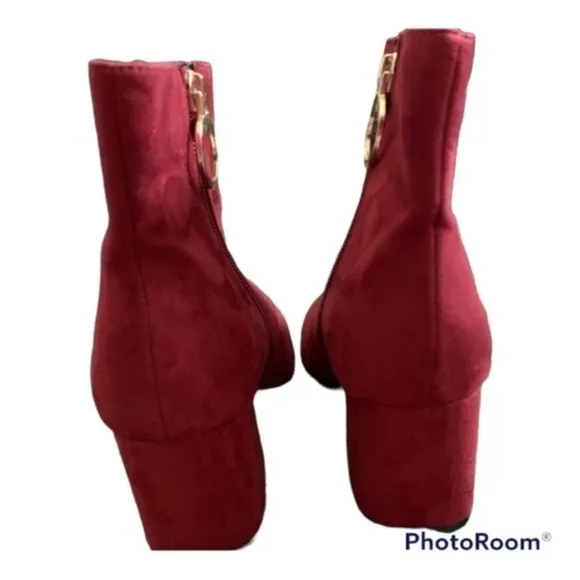 Bootie Boots Topshop Women vibrant Suede RED Size 37 or 6.5