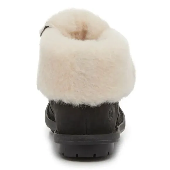 BORN Blaine Shearling Booties Boots Size 38 7 7.5 Black Leather Waterproof NEW