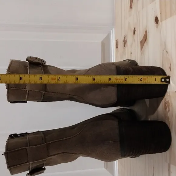 Born Cass Rust Distressed Boots Women Size 9.5 Mid Calf Stacked Block Heel Retro