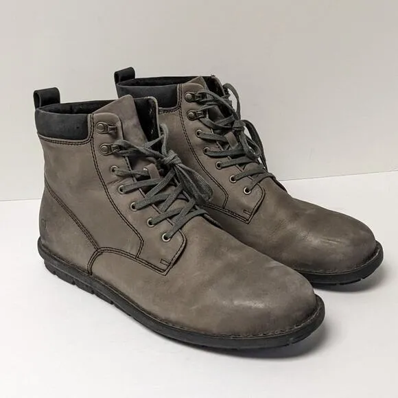 Born Sean Lace-Up Boots, Grey Leather, Men's 13 M