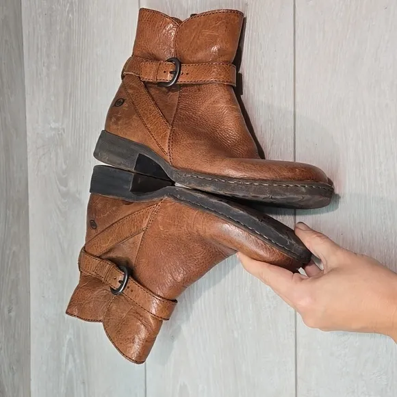 Born Women Mairead  Ankle Leather Moto Boots shoes sz 7
