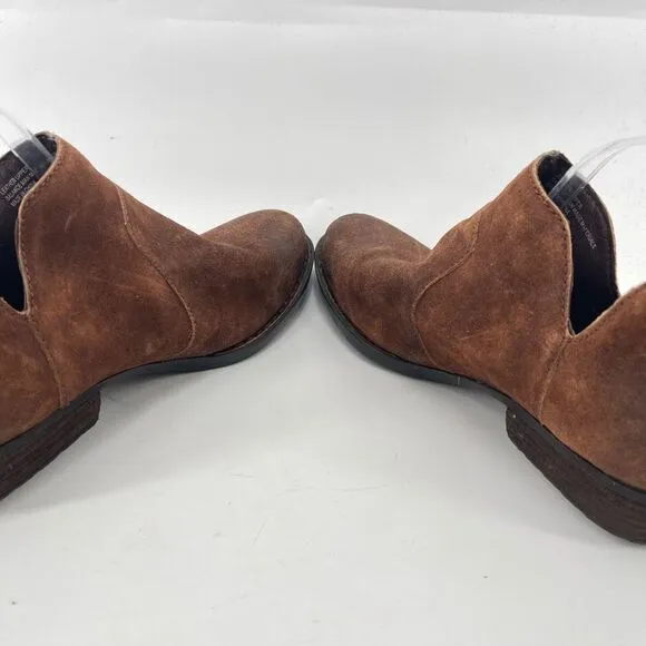 Born Womens Ankle Boots Suede Leather Back Zip Low Cut Brown Size 8.5 D89918