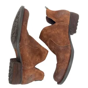 Born Womens Ankle Boots Suede Leather Back Zip Low Cut Brown Size 8.5 D89918