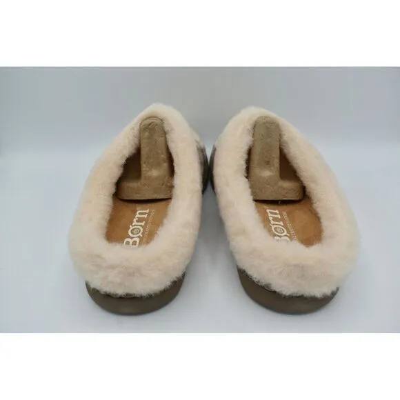 Born Womens Size 7 Ali Winter White Plaid Wool Slip On Slippers Shoes