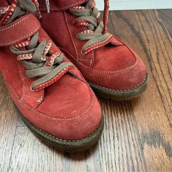 Bos. &amp; Co. Red Side Zip Boots Women Size 41 US 10 Outdoor Suede Leather Colony