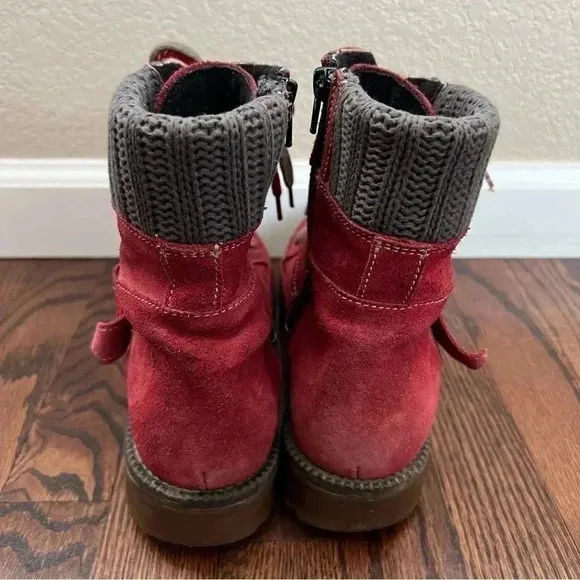 Bos. &amp; Co. Red Side Zip Boots Women Size 41 US 10 Outdoor Suede Leather Colony