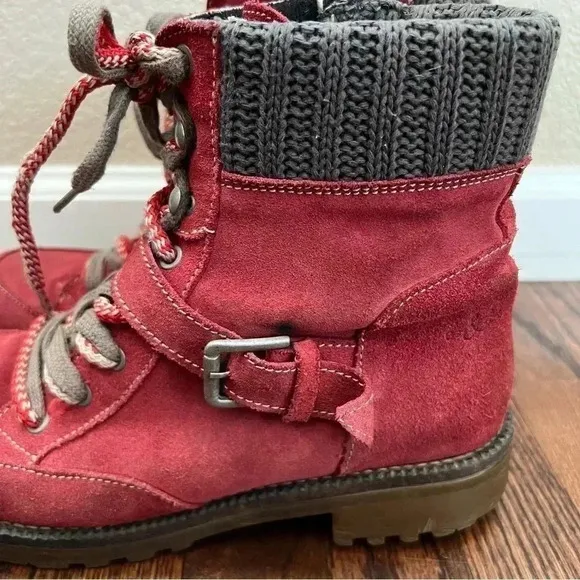 Bos. &amp; Co. Red Side Zip Boots Women Size 41 US 10 Outdoor Suede Leather Colony