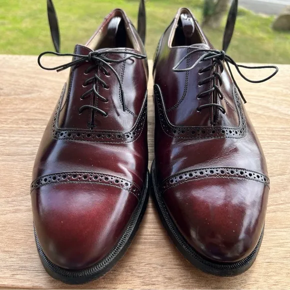 BOSTONIAN IMPRESSIONS Cap Toe Leather Oxford Dress Shoes, Burgundy Size 10EEE