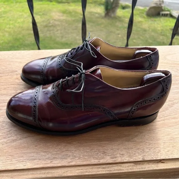 BOSTONIAN IMPRESSIONS Cap Toe Leather Oxford Dress Shoes, Burgundy Size 10EEE