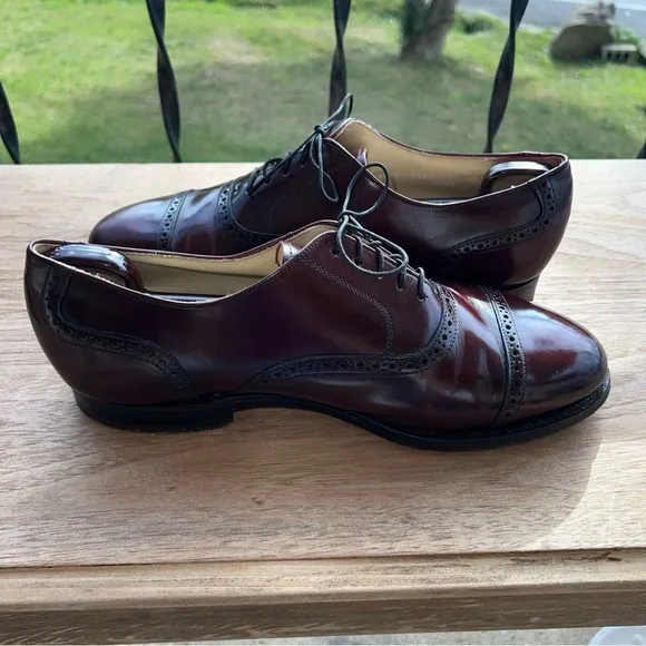 BOSTONIAN IMPRESSIONS Cap Toe Leather Oxford Dress Shoes, Burgundy Size 10EEE