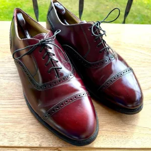 BOSTONIAN IMPRESSIONS Cap Toe Leather Oxford Dress Shoes, Burgundy Size 10EEE