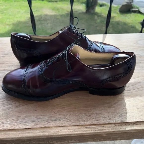 BOSTONIAN IMPRESSIONS Cap Toe Leather Oxford Dress Shoes, Burgundy Size 10EEE
