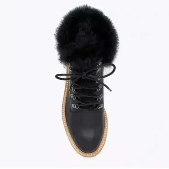 Botkier Winter Leather Lace Up Boots w/Faux Fur Lining size 8