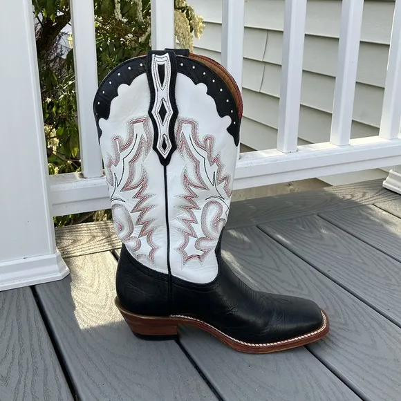 Boulet Women’s Cowboy/Western Leather Boots Black/White Size 7.5