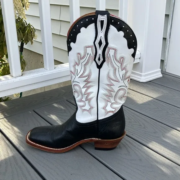 Boulet Women’s Cowboy/Western Leather Boots Black/White Size 7.5