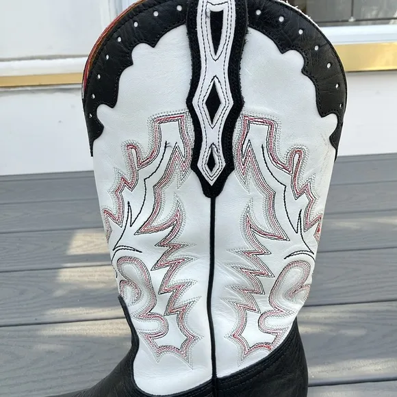 Boulet Women’s Cowboy/Western Leather Boots Black/White Size 7.5