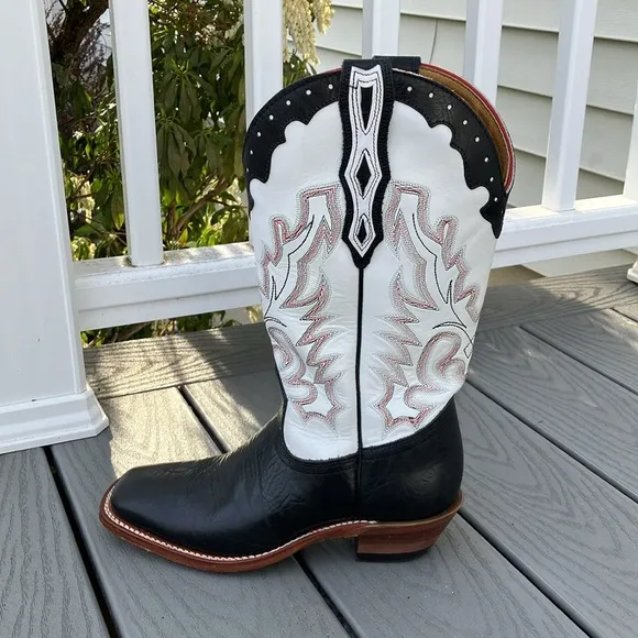 Boulet Women’s Cowboy/Western Leather Boots Black/White Size 7.5