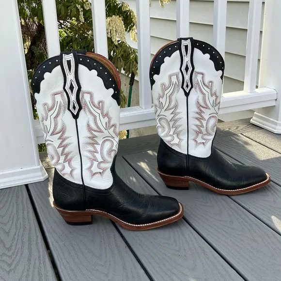 Boulet Women’s Cowboy/Western Leather Boots Black/White Size 7.5