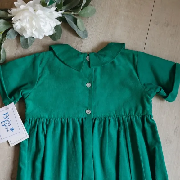 Boys Smocked Green Romper Pinwale Corduroy Bailey Boys Boutique 24 Months NWT
