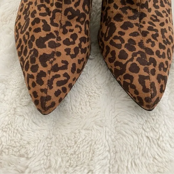 BP Leopard Faux Suede Pointy Toe Ankle Boots Size 8