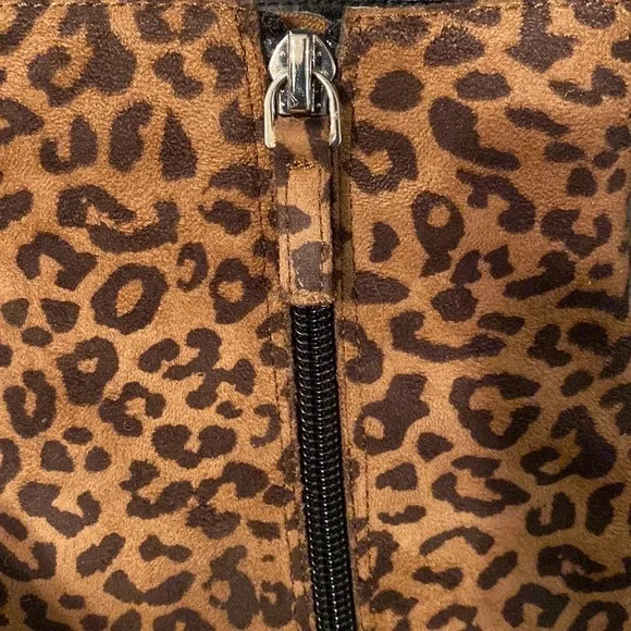 BP Leopard Faux Suede Pointy Toe Ankle Boots Size 8