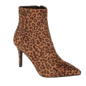 BP Leopard Faux Suede Pointy Toe Ankle Boots Size 8