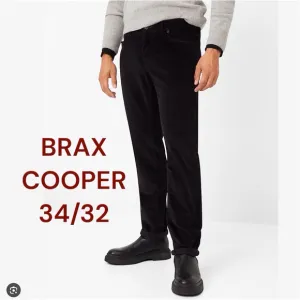 Brax Men’s Black Feel Good Cooper Regular Fit Pants 34/32