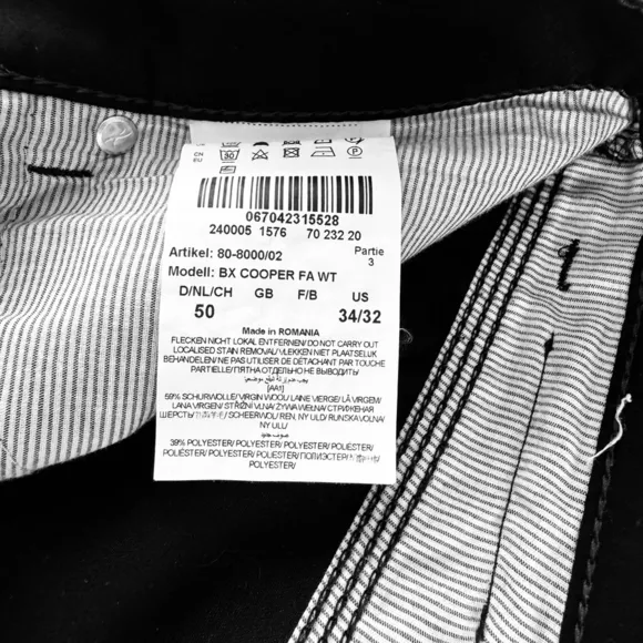 Brax Men’s Black Feel Good Cooper Regular Fit Pants 34/32
