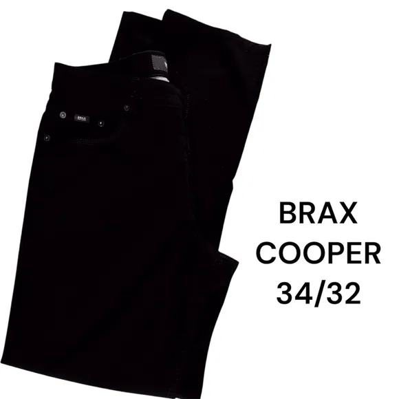 Brax Men’s Black Feel Good Cooper Regular Fit Pants 34/32