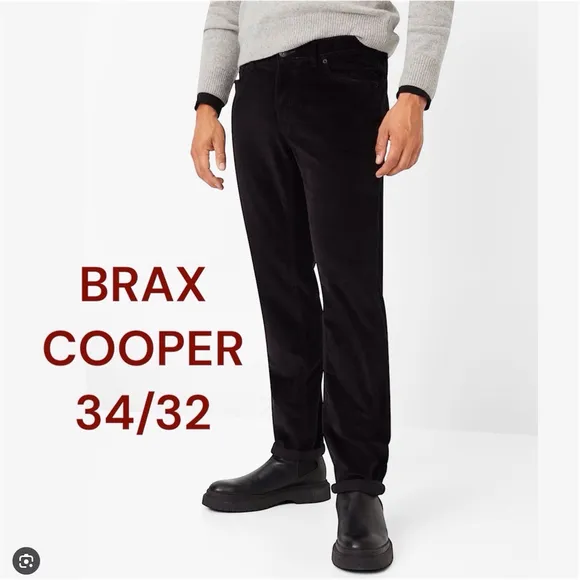 Brax Men’s Black Feel Good Cooper Regular Fit Pants 34/32