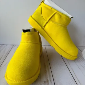 Bright Yellow Ankle Boots, fit Kids size 5 or Women size 6